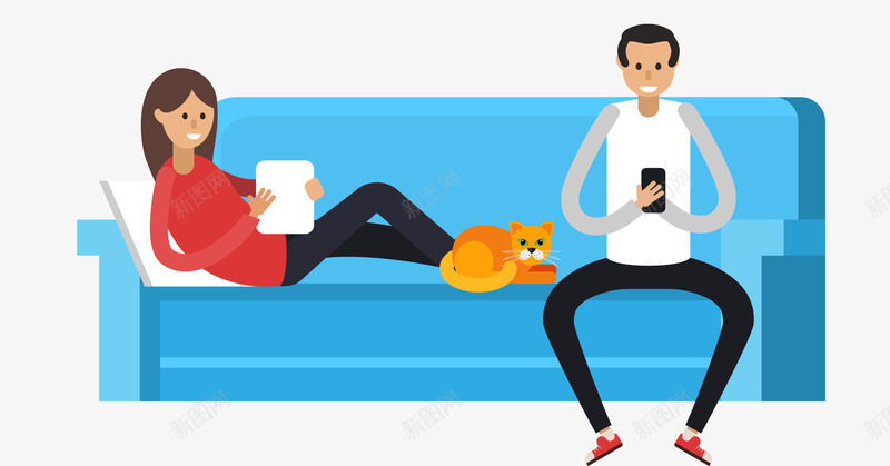 坐在沙发上玩手机png免抠素材_新图网 https://ixintu.com 人物素材 沙发 玩手机 矢量素材