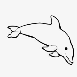 黑白线条卡通海豚素材