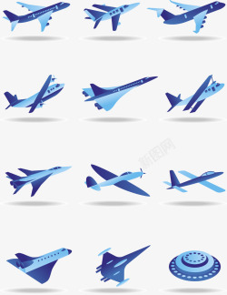 蓝色飞机模型矢量图素材