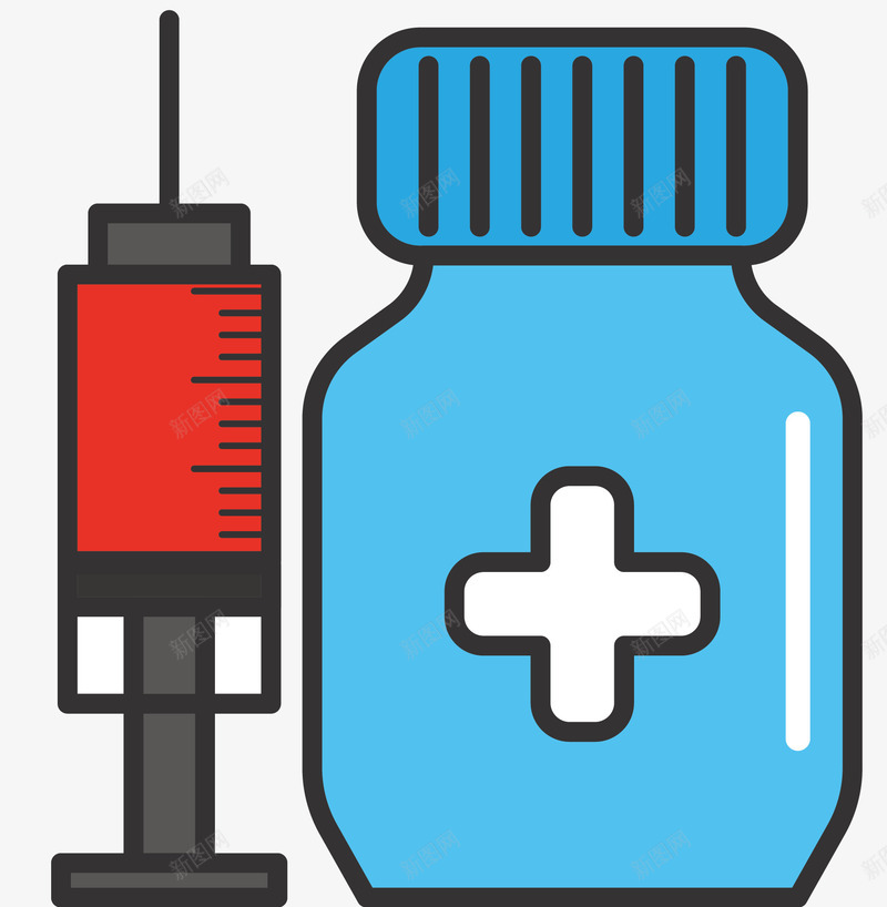 针管卡通风格急救药品矢量图eps免抠素材_新图网 https://ixintu.com 卡通急救 急救措施 急救药品 扁平风格 矢量急救 针管 矢量图