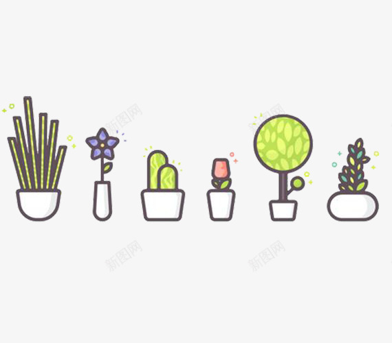 小盆栽图标png_新图网 https://ixintu.com 仙人掌 健康 植物 绿化 绿色