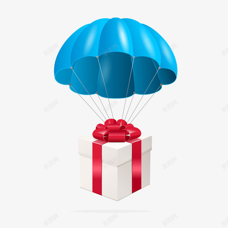卡通礼物盒降落伞png免抠素材_新图网 https://ixintu.com 卡通 礼物盒 蓝色 降落伞