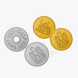 古代金币银币钱币素材