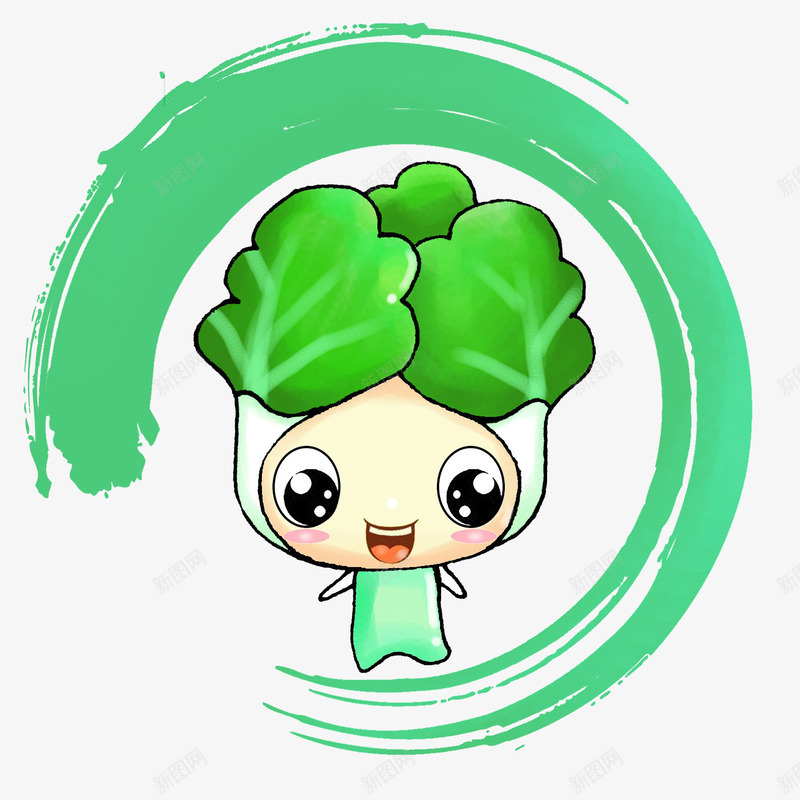 卡通绿色大白菜娃娃png免抠素材_新图网 https://ixintu.com 健康 卡通 卡通大白菜 大白菜 娃娃 形象 标签 绿色 蔬菜 设计