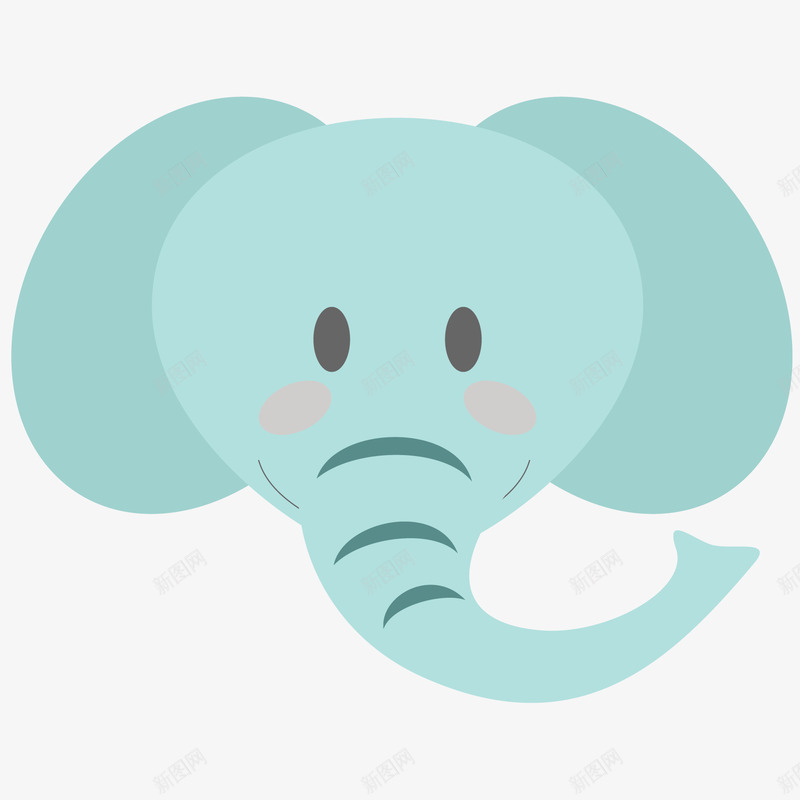 蓝色的大象动物头像矢量图ai免抠素材_新图网 https://ixintu.com Q版大象 动物设计 卡通 大象 头像设计 扁平化 矢量图 蓝色