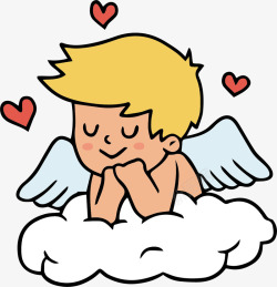 爱心小天使在云朵上的小天使矢量图高清图片