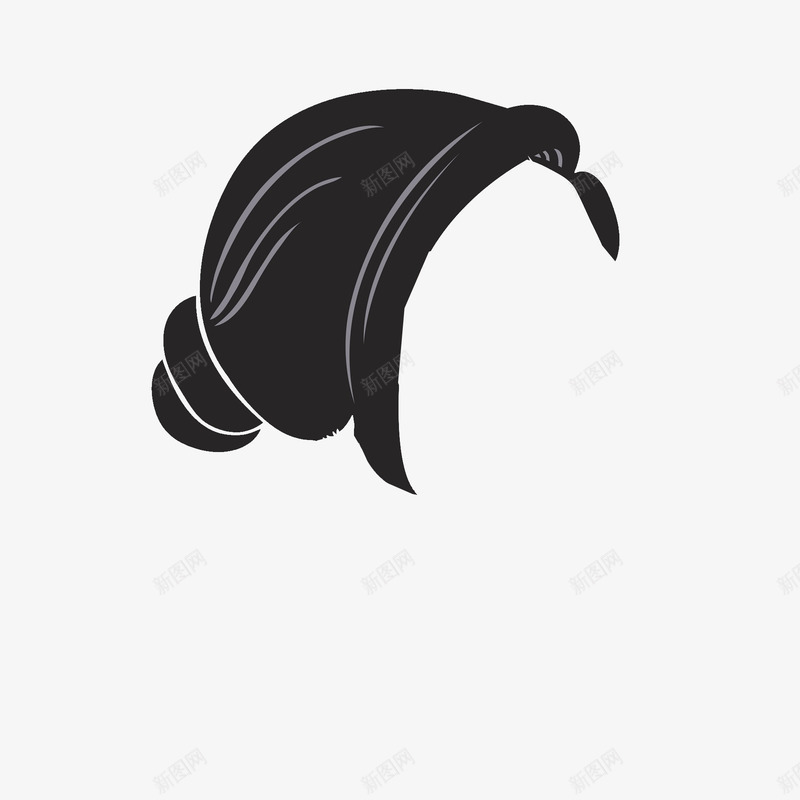 扁平女士发型png免抠素材_新图网 https://ixintu.com 头发造型 女士头发 女生发型 扁平化盘发 长发盘发女士发型 长发造型 黑白盘发发型