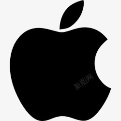 黑色裂洞苹果咬了一个洞的黑色形状的标志图标高清图片
