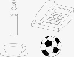 大杯子线线稿化妆品杯子电话足球高清图片