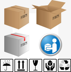 箱外贴鲜花速递包裹箱与箱外图标高清图片