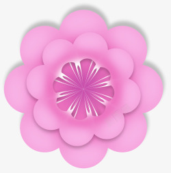 微立体粉色剪纸花朵元素素材