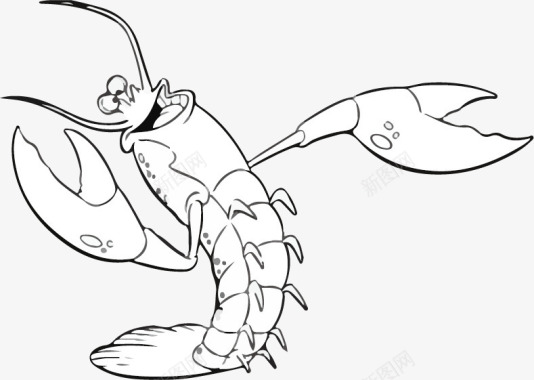 黑白卡通龙虾插画图标图标