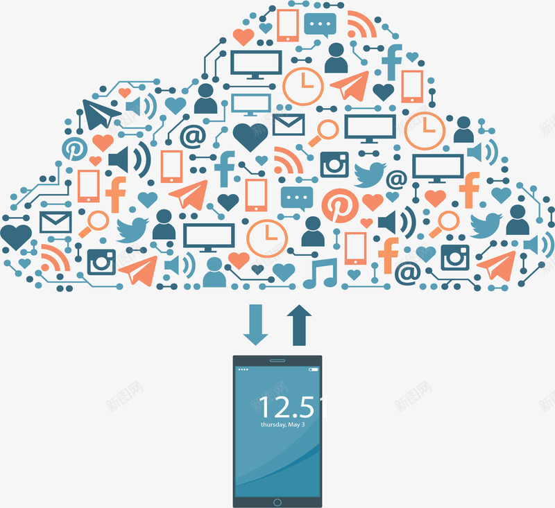 手机端互联网云计算矢量图图标ai_新图网 https://ixintu.com 云计算 互联网 互联网应用 应用 应用图标 矢量png 矢量图