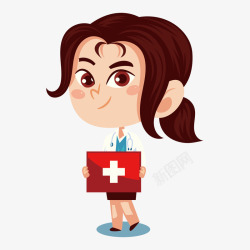 女护士红十字卡通形象矢量图素材