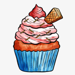 创意奶油蛋糕水彩风手绘生日创意奶油蛋糕矢量图素材