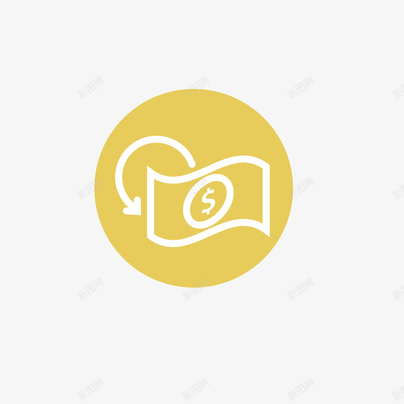 黄色钱币图标矢量图ai_新图网 https://ixintu.com 图标 金钱 钱 钱底纹 黄色 矢量图