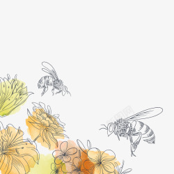 鲜花蜜蜂矢量图素材