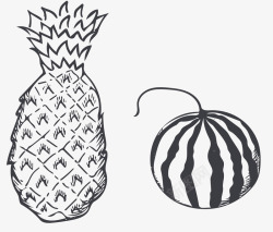 黑白菠萝水果矢量图高清图片