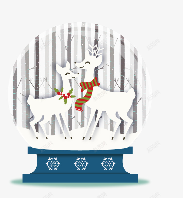 卡通两只小鹿圣诞玻璃球矢量图ai免抠素材_新图网 https://ixintu.com 卡通 圣诞礼物 圣诞节 圣诞装饰 玻璃球 白色 矢量图
