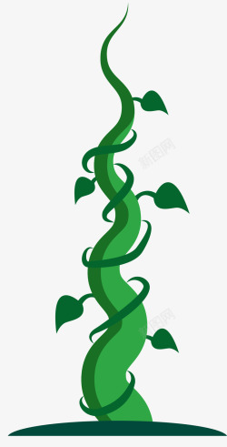 生长的豆茎绿色向上卡通豆茎矢量图高清图片