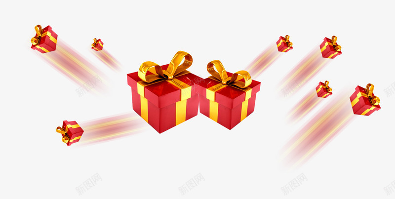 飞翔的红色礼盒png免抠素材_新图网 https://ixintu.com 生日礼物 礼物 礼盒堆 节日礼物