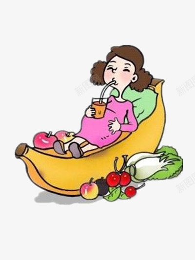 健康饮食的孕妇png免抠素材_新图网 https://ixintu.com 人物 卡通 彩色 蔬果