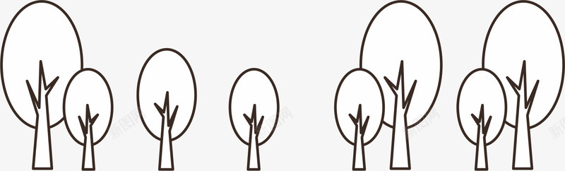 抽象树林png免抠素材_新图网 https://ixintu.com AI 卡通 手绘 树 树木 树林 线条 黑白