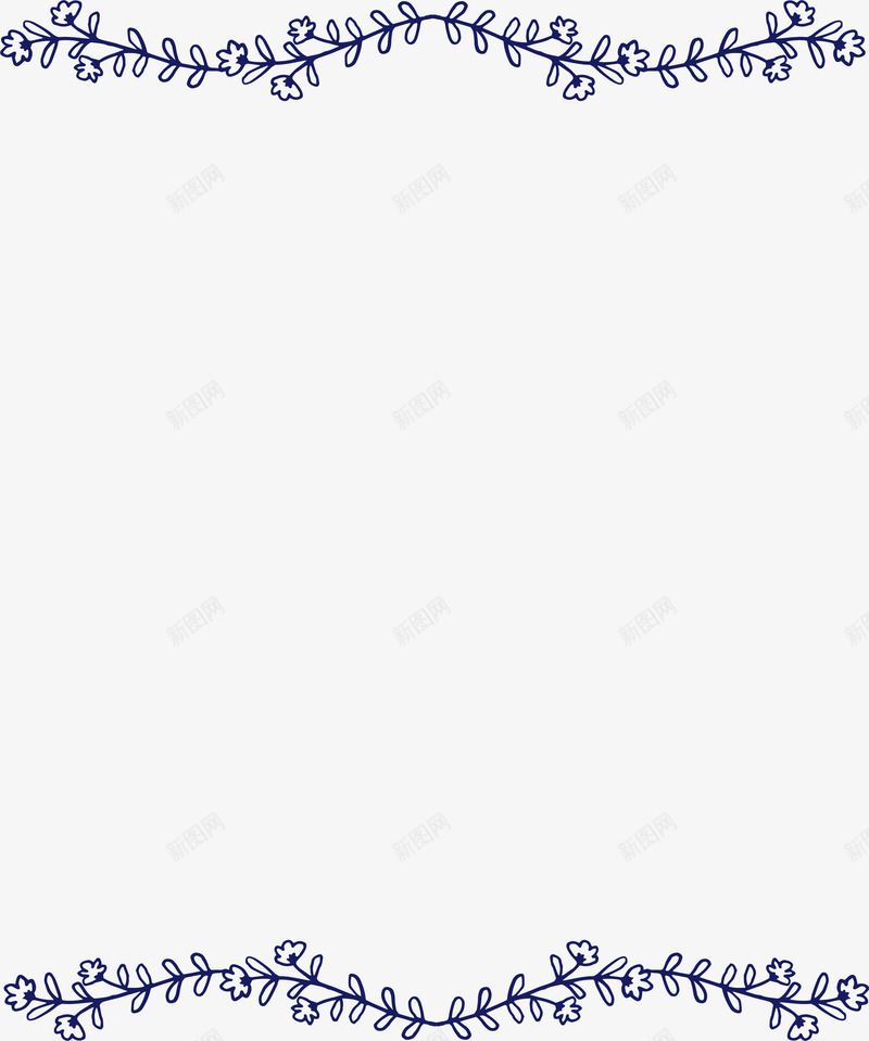 深蓝色手绘花藤边框png免抠素材_新图网 https://ixintu.com 手绘花藤 深蓝色 矢量png 花藤标题框 花藤边框 蓝色边框