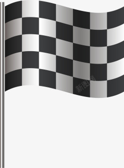 卡通黑白格纹旗帜素材