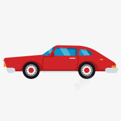 卡通红色的汽车侧面矢量图素材