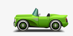 卡通手绘绿色的汽车素材