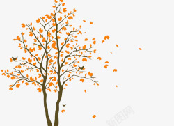 黄色褐色秋季落叶简单装饰素材