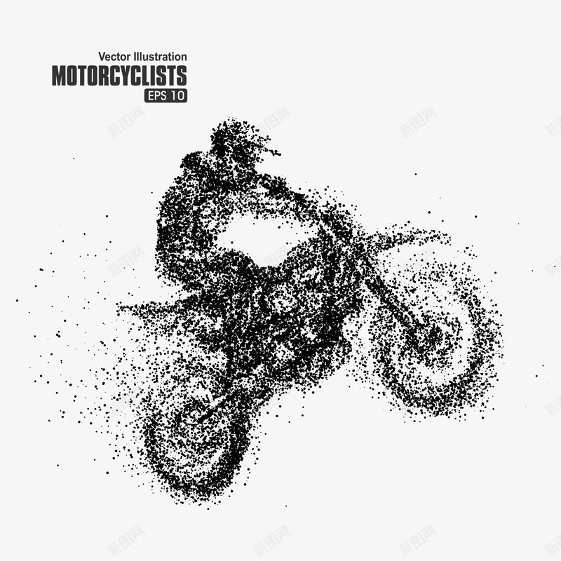 颗粒艺术摩托车手png免抠素材_新图网 https://ixintu.com 沙画 颗粒艺术 黑白颗粒图