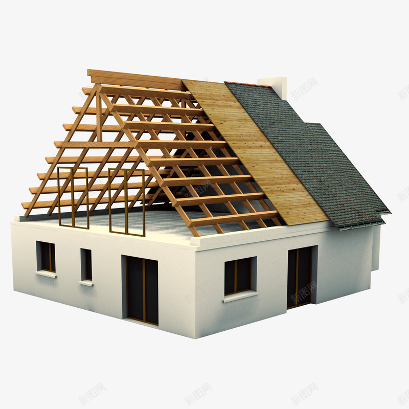 房屋顶棚构造模型图png免抠素材_新图网 https://ixintu.com 吊顶 房屋 木质 结构