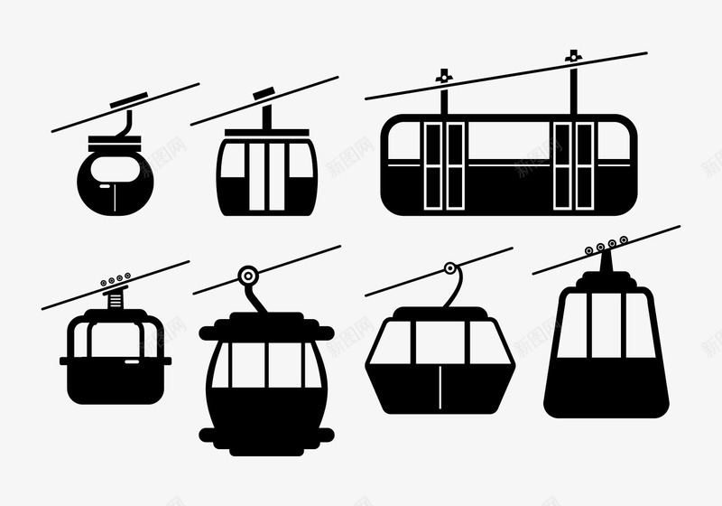 卡通缆车图标psd_新图网 https://ixintu.com 合集 图标 旅游 缆车 黑色