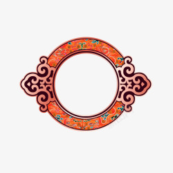 橙色中国风圆圈花纹边框纹理素材