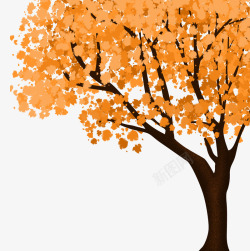 秋分手绘黄色树木素材