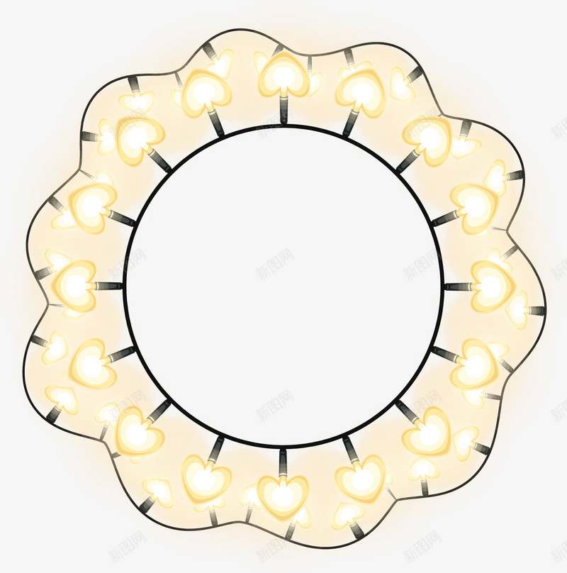唯美黄色卡片png免抠素材_新图网 https://ixintu.com 唯美光晕 唯美卡片 波浪纹 简约圆圈 红色灯泡 黄色卡片