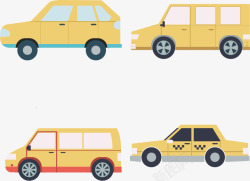 黄色的小轿车汽车矢量图高清图片