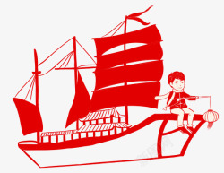 红色帆船船高清图片