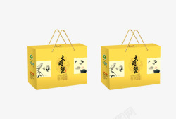 海鲜礼品盒黄色大闸蟹礼品盒高清图片