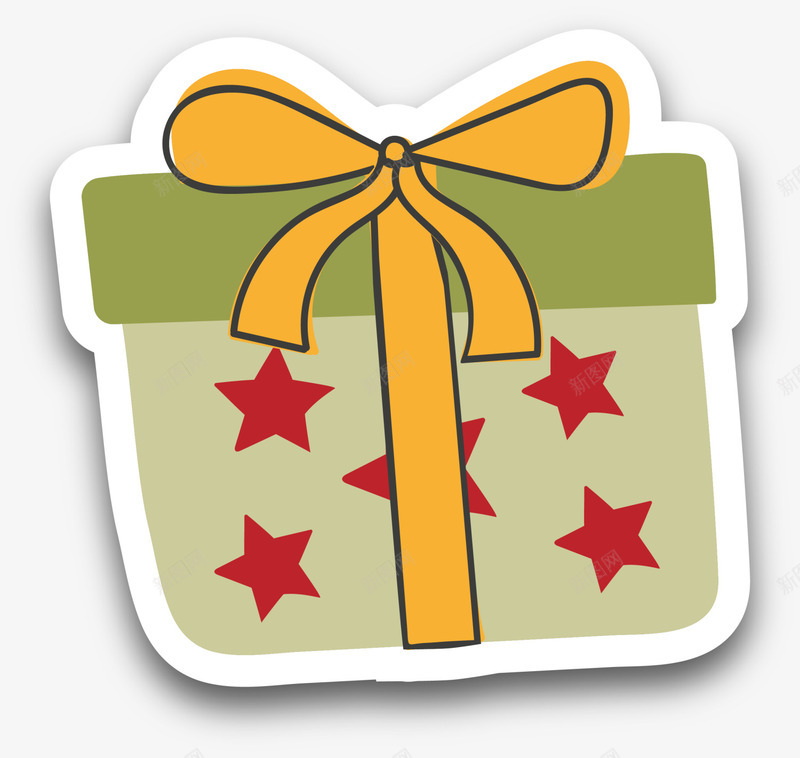 绿色卡通礼盒png免抠素材_新图网 https://ixintu.com 卡通礼品 圣诞礼物 星星礼盒 生日礼物 绿色礼盒 装饰图案