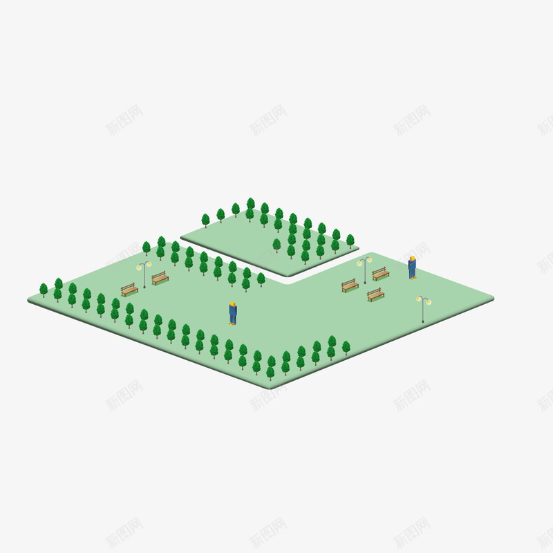 绿色广场模型png免抠素材_新图网 https://ixintu.com 广场 广场模型 绿色 绿色广场