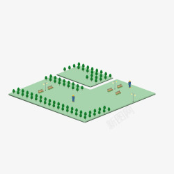 广场模型绿色广场模型高清图片