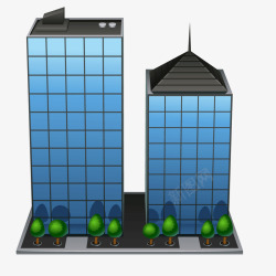 蓝色大楼建筑物城市模型素材