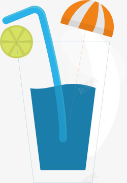 海难卡通蓝色夏日饮料杯矢量图高清图片