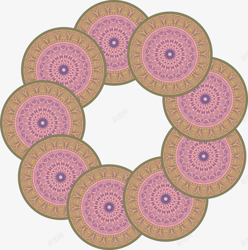 咖啡色简约圆圈边框纹理矢量图ai免抠素材_新图网 https://ixintu.com 免抠PNG 咖啡色 圆圈 简约 边框纹理 矢量图