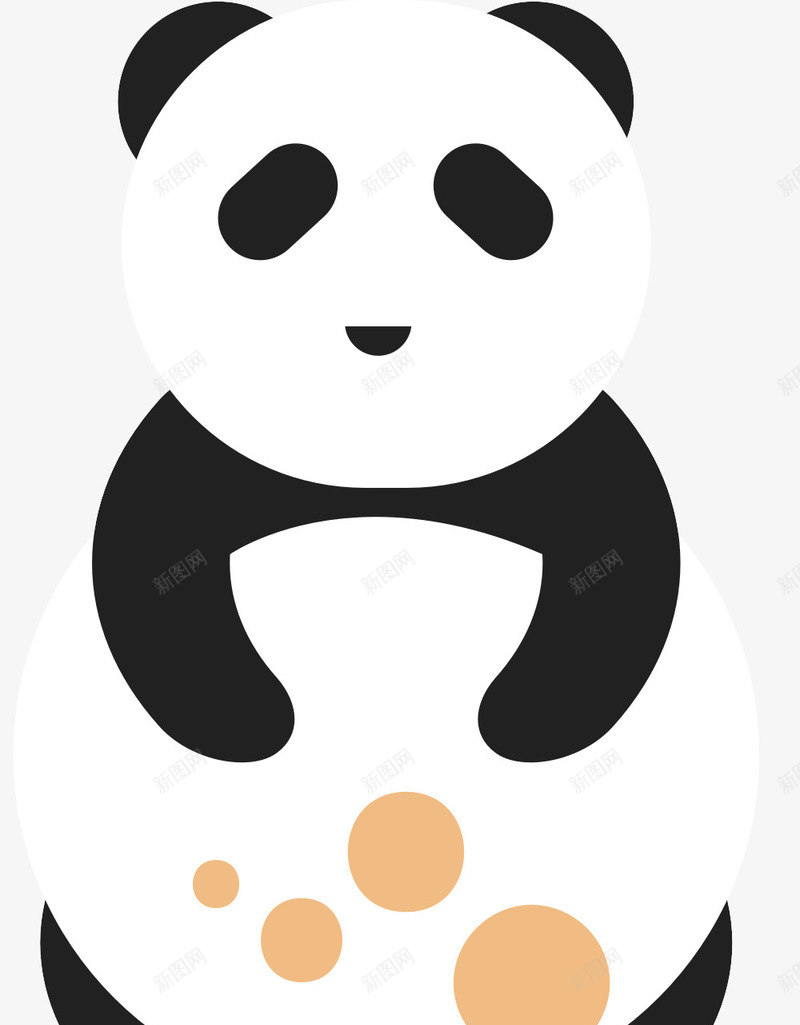 熊猫矢量图图标eps_新图网 https://ixintu.com 动物 熊猫 黑白 矢量图