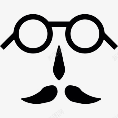 圆形眼镜和胡子的服装图标图标