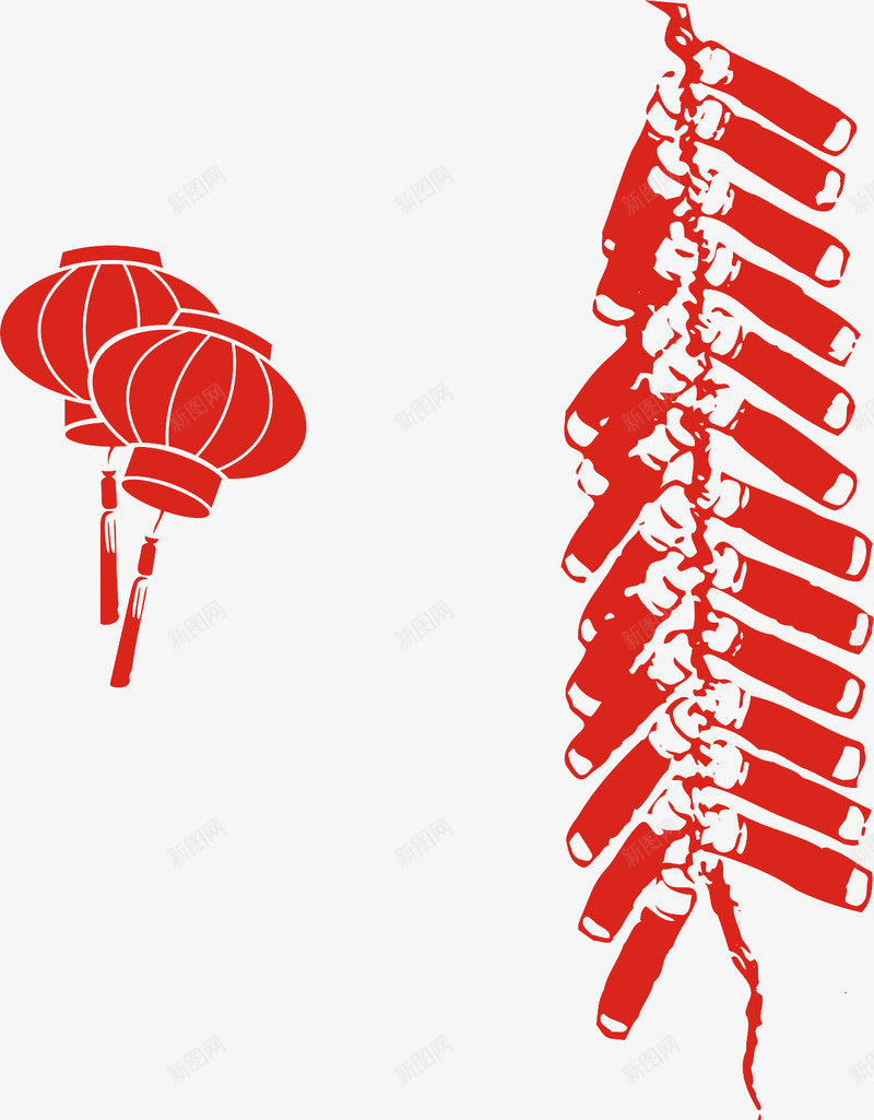 鞭炮春节灯笼png免抠素材_新图网 https://ixintu.com 喜庆素材 春节素材 红色 节日素材
